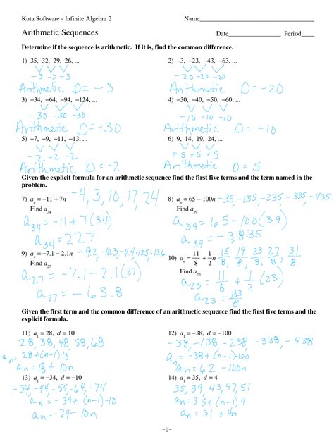revisiting arithmetic sequences answers