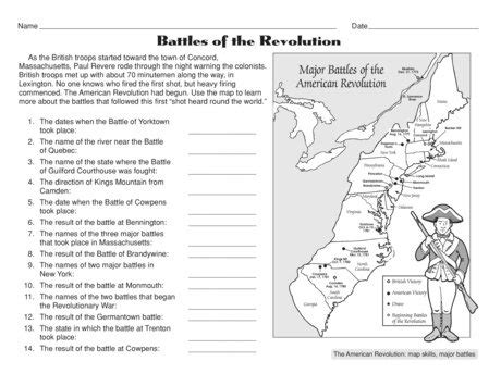 Revolutionary War Map Printable Worksheet Revolutionary War Map Worksheet - Revolutionary War Map Worksheet