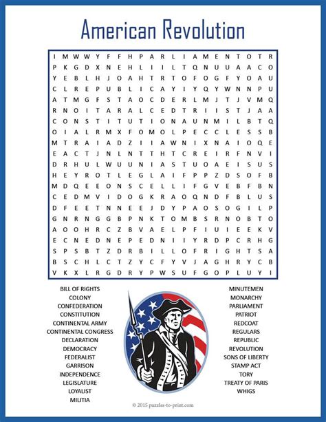 Revolutionary War Words Word Search Puzzle With Answer American Revolution Word Search Answer Key - American Revolution Word Search Answer Key