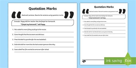 Rewrite The Sentences Using Quotation Marks Worksheet Twinkl Quotation 5th Grade Worksheet - Quotation 5th Grade Worksheet