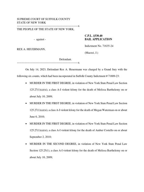 Rex Heuermann Document Bail Application