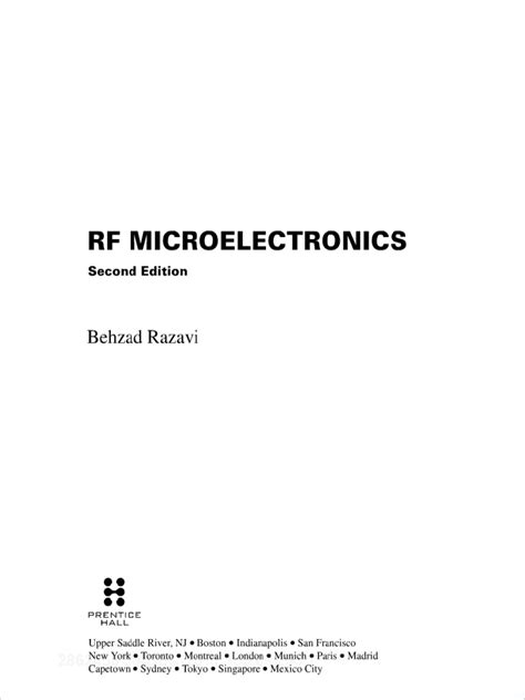 Rf Microelectronics 2nd Edition Prentice Hall Communications Engineering And Emerging Technologies Series From Ted Rappaport By Razavi Behzad 2011 10 02 Hardcover
