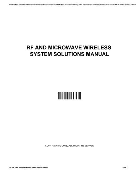 Read Online Rf And Microwave Wireless System Solutions Manual Free 