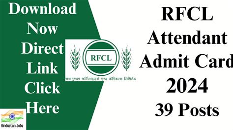 Rfcl Admit Card