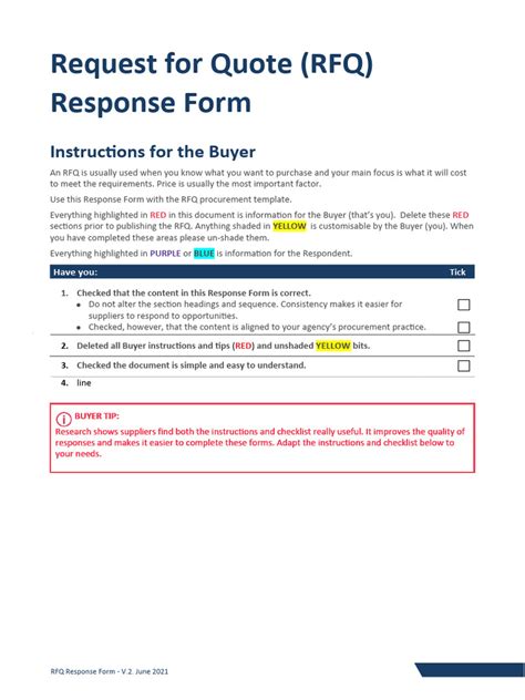 Rfq Response Sample