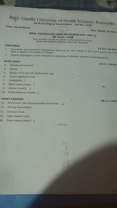 Rguhs 3rd Year Bds Question Papers