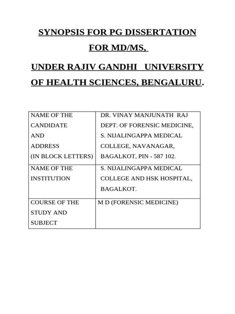 Rguhs Dissertation Topics