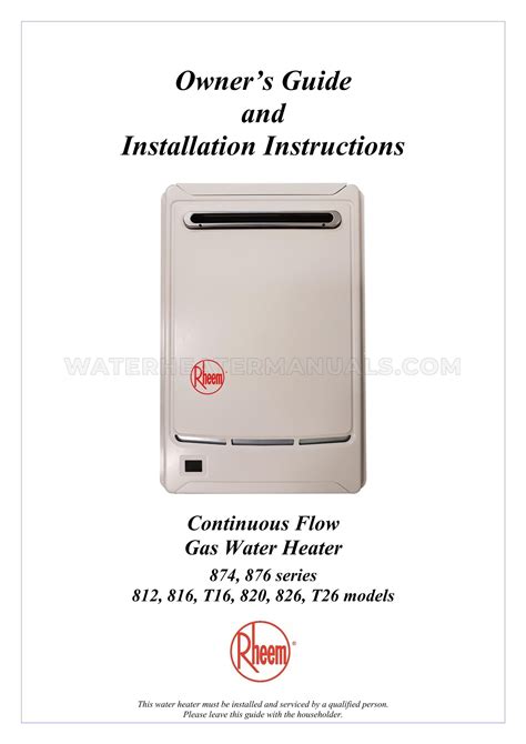 Download Rheem Owners Guide And Installation Instructions 
