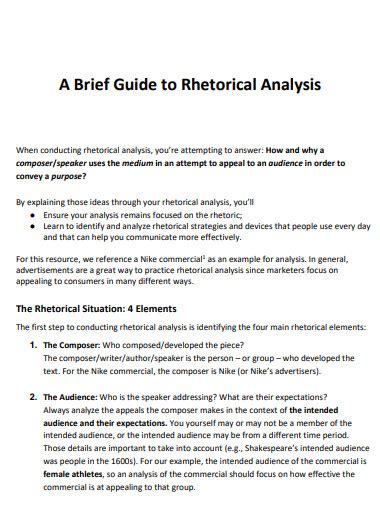 rhetorical analysis a brief guide for writers