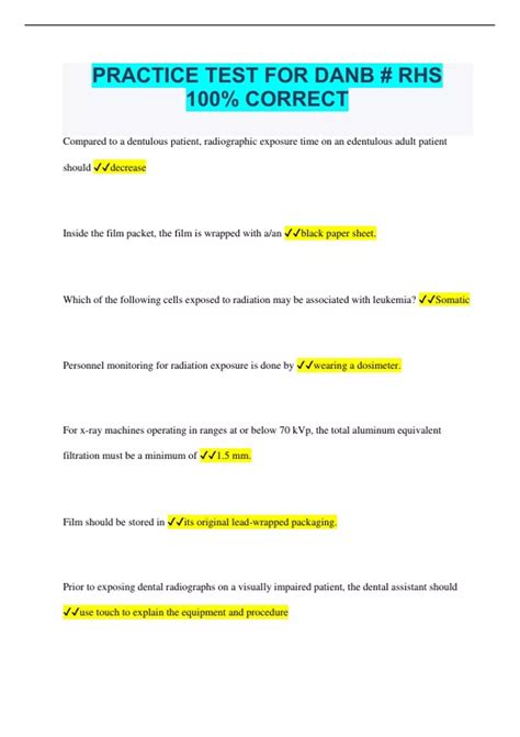 Rhs Practice Test