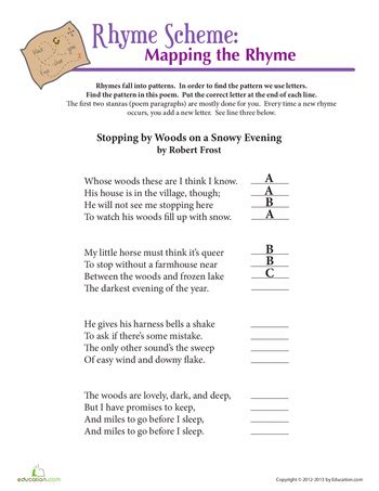 Rhyme Scheme Practice Worksheet Education Com Rhyme Scheme Worksheet - Rhyme Scheme Worksheet