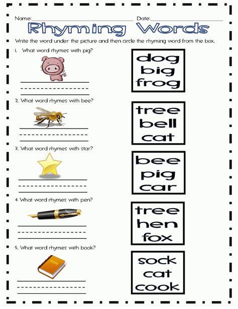 Rhyming 1st Grade Worksheets Learny Kids Rhymes For 1st Grade - Rhymes For 1st Grade