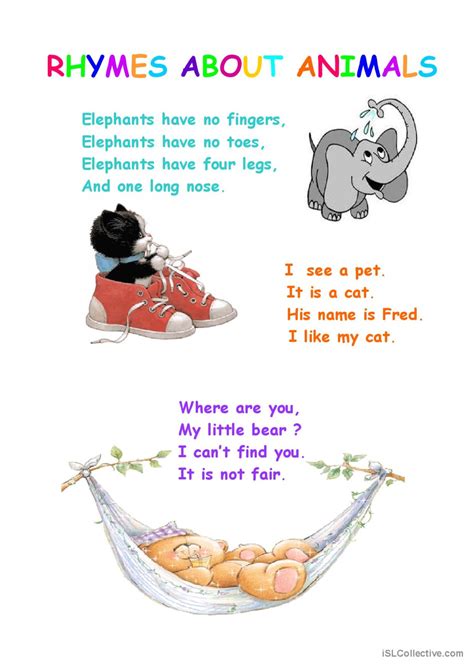 Rhyming Animals Worksheet Education Com Rhymes On Animals For Kindergarten - Rhymes On Animals For Kindergarten