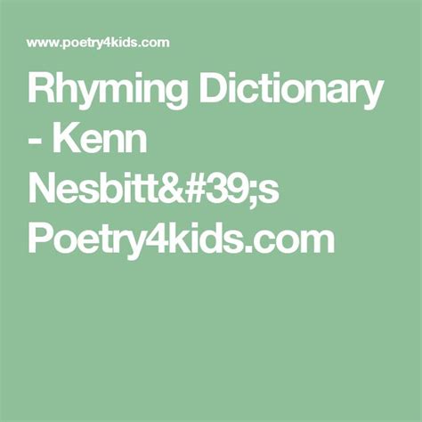 Rhyming Dictionary Kenn Nesbittu0027s Poetry4kids Com Rhyming Words For Children - Rhyming Words For Children