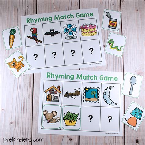 Rhyming Match Games Prekinders Match The Rhyming Pictures - Match The Rhyming Pictures