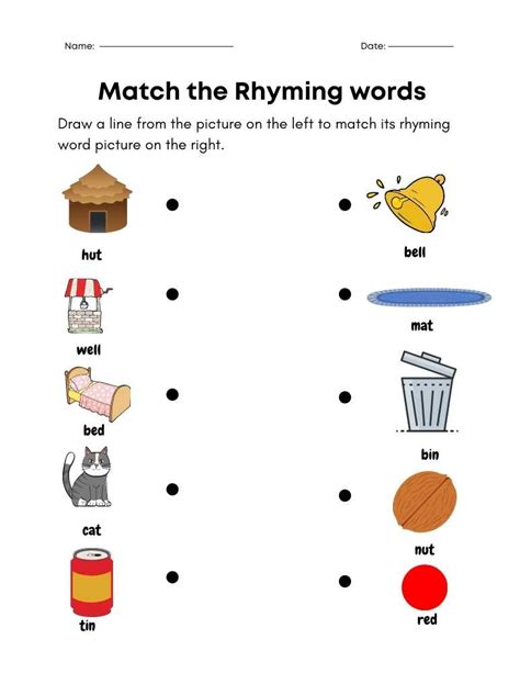 Rhyming Match Worksheets Teach Starter Rhyme Matching Worksheet - Rhyme Matching Worksheet