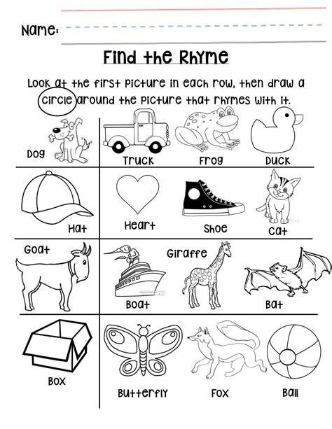 Rhyming With Pictures K5 Learning Match The Rhyming Pictures - Match The Rhyming Pictures