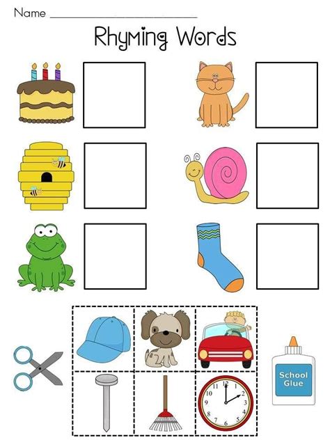Rhyming Words Cut And Paste Activity For K Rhyming Words For Cut - Rhyming Words For Cut
