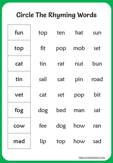 Rhyming Words Download Free Rhyming Words For Kids Rhyming Word Pairs Worksheet Answers - Rhyming Word Pairs Worksheet Answers
