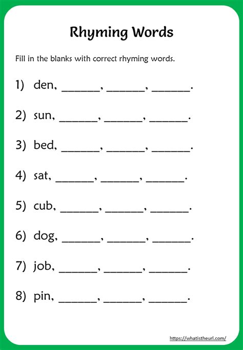 Rhyming Words Third 3rd Grade English Language Arts 4 Letter Rhyming Words - 4 Letter Rhyming Words