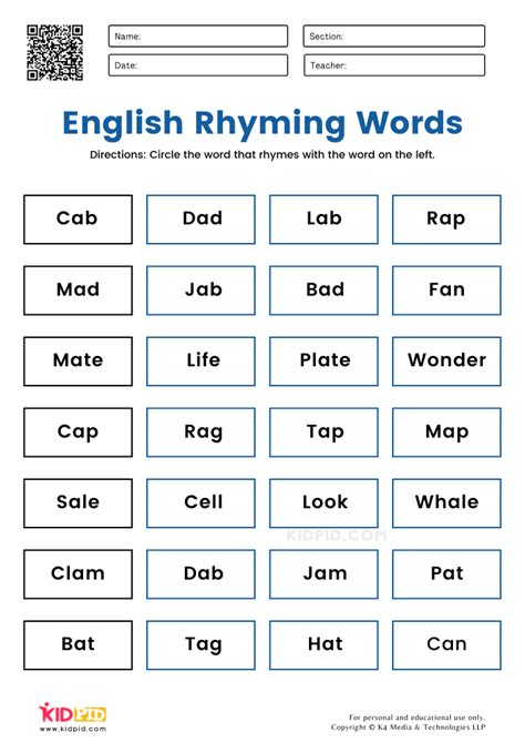 Rhyming Words Worksheet For Class 1 Pdf Download Rhyming Words For 1st Standard - Rhyming Words For 1st Standard