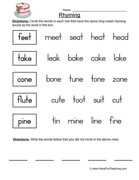 Rhyming Worksheets By Teaching Second Grade Tpt Second Grade Rhyming Worksheet - Second Grade Rhyming Worksheet