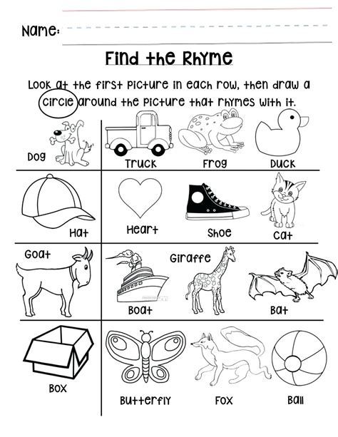 Rhyming Worksheets Using Pictures For Preschool And Rhyming Pictures For Preschoolers - Rhyming Pictures For Preschoolers