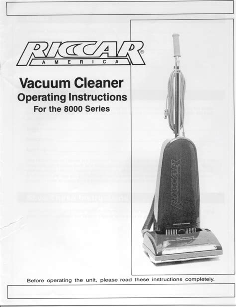Read Riccar Vacuum Manual File Type Pdf 