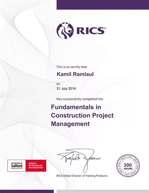 Rics Certificate In Construction Project Management