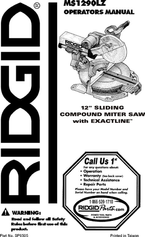 Full Download Ridgid Ms1290Lz User Guide 