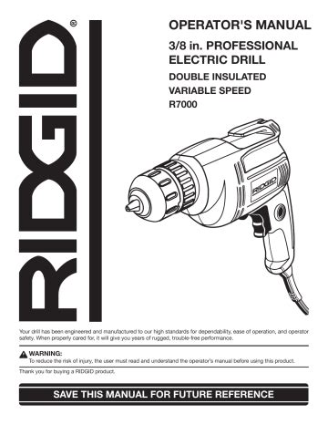 Read Online Ridgid R7000 User Guide 