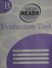 Rigby Reads Evaluation Test For Kindergarten