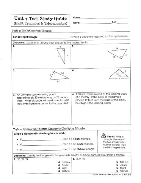 Right Triangles And Trigonometry Test Answers