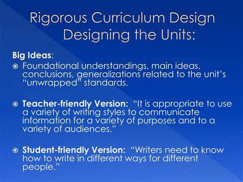 Rigorous Curriculum Design How To Create Curricular Units Of Study That Align Standards Instruction And Assessment