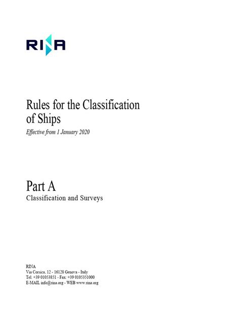Rina Rules For The Classification Of Ships