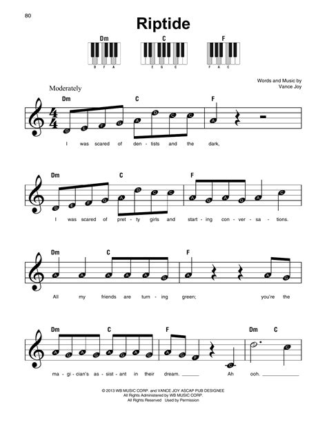 riptide sheet music piano