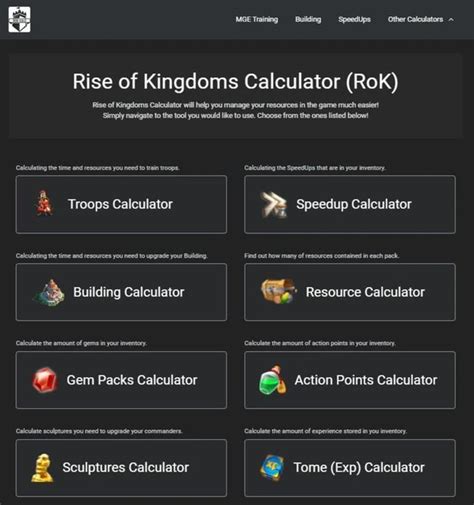 Rise Of Kingdoms Rok Online Calculator Rock Calculator - Rock Calculator