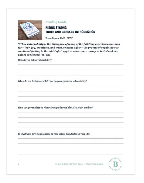 Rising Strong Reading Guide 8211 Peace Lutheran Church Rising Strong Worksheet - Rising Strong Worksheet