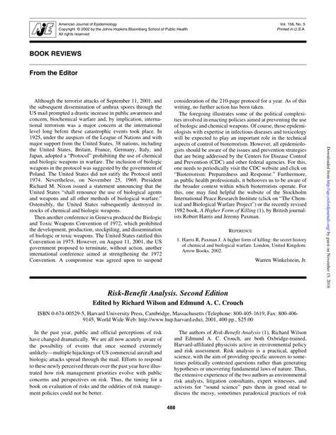 risk benefit analysis second edition harvard centr