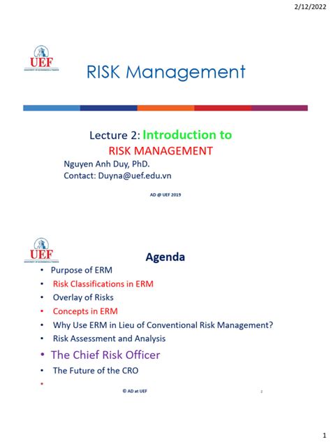 risk management course material lecture notes