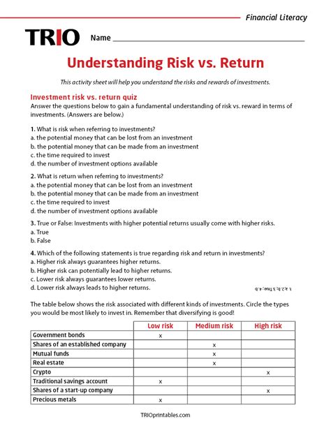 Read Risk Vs Return Virtual Business Quiz Answers 