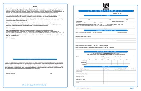 Full Download Rite Aid Paper Application 