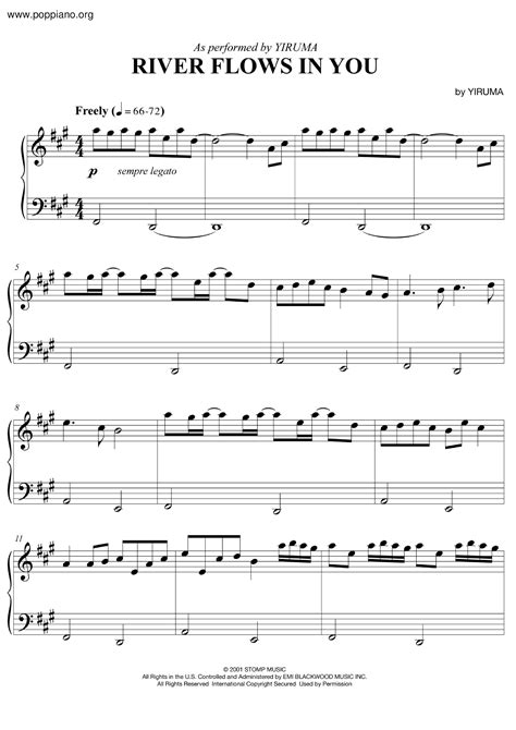 river flows in you | Sheet Piano River Flows In You d
