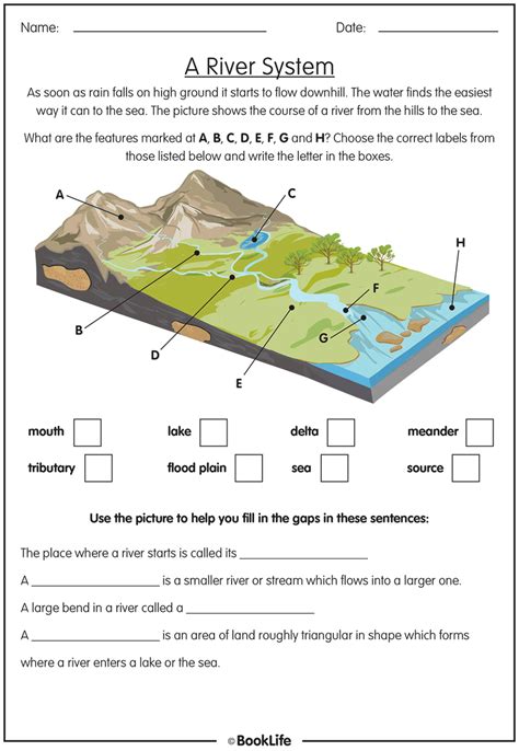 River System Worksheets Learny Kids River System Worksheet - River System Worksheet