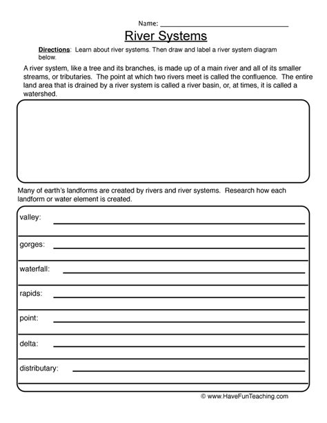 River Systems Worksheet By Teach Simple River System Worksheet - River System Worksheet