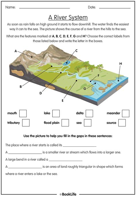 River With Labels Worksheet Parts Of A River River System Worksheet - River System Worksheet