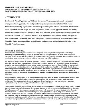 Riverside Sheriff Background Packet