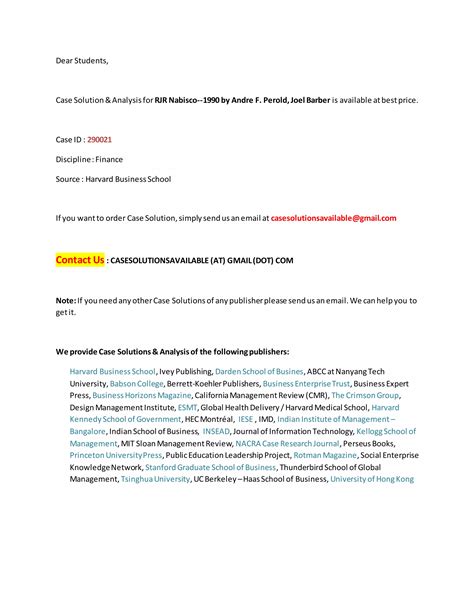 Download Rjr Nabisco Case Solution 