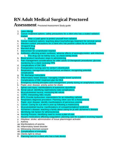 rn proctored assessment topic descriptors