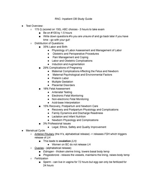 Read Online Rnc Inpatient Ob Study Guide 